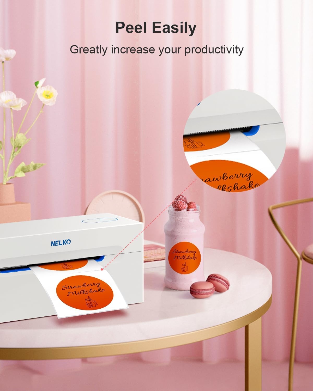 image:imageNelko Genuine 2 Inch Orange Circle Thermal Stickers Labels Compatible with Nelko PL70E Label Printer SelfAdhesive for Small Businesses DIY Logo Design Customized Stickers QR Code 750 LabelsRoll