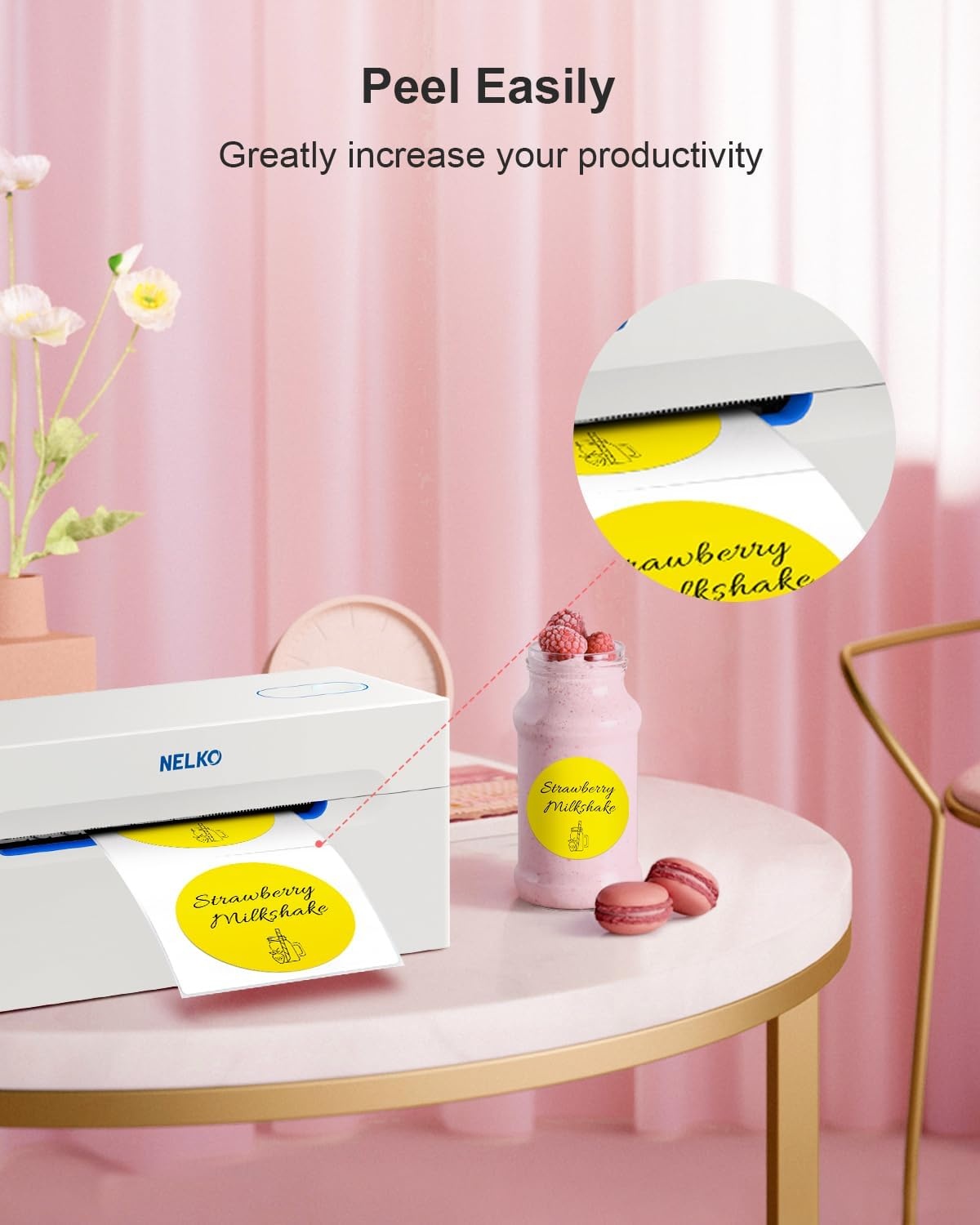 image:imageNelko Genuine 2 Inch Yellow Circle Thermal Stickers Labels Compatible with Nelko PL70E Label Printer SelfAdhesive for Small Businesses DIY Logo Design Customized Stickers QR Code 750 LabelsRoll