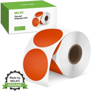 Nelko Genuine 2 Inch Orange Circle Thermal Stickers Labels, Compatible with Nelko PL70E Label Printer, Self-Adhesive for Small Businesses, DIY Logo Design, Customized Stickers, QR Code 750 Labels/Roll