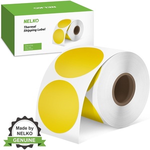 Nelko Genuine 2 Inch Yellow Circle Thermal Stickers Labels, Compatible with Nelko PL70E Label Printer, Self-Adhesive for Small Businesses, DIY Logo Design, Customized Stickers, QR Code 750 Labels/Roll